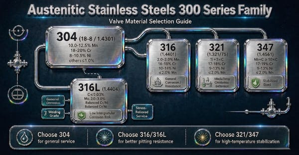 Stainless Steel Families for Valves: 304, 316, 321, and